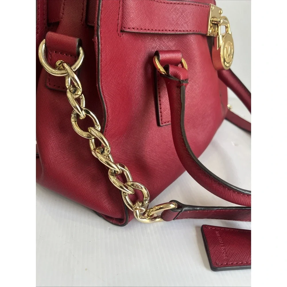 MICHAEL Michael Kors Hamilton Satchel Red Saffiano Leather